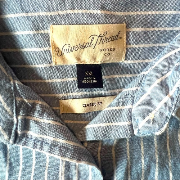 Universal Thread Classic Fit Striped Button-Down Shirt Blue/White, XXL - Picture 3 of 4